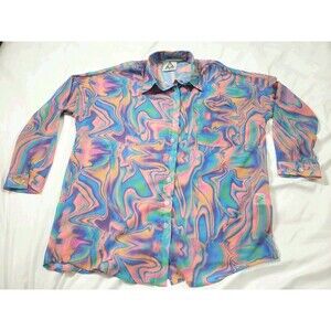 Unif Melt Button Up Long Sleeve Colorful Psychedelic Womans XS Shirt